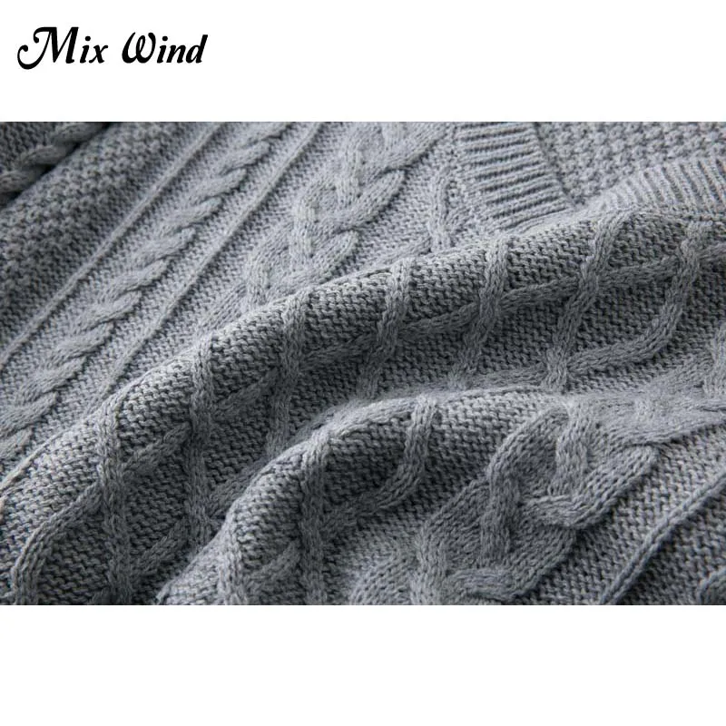 Смесь ветра осень зима Вязание пуловер свитер с длинным рукавом v-образным