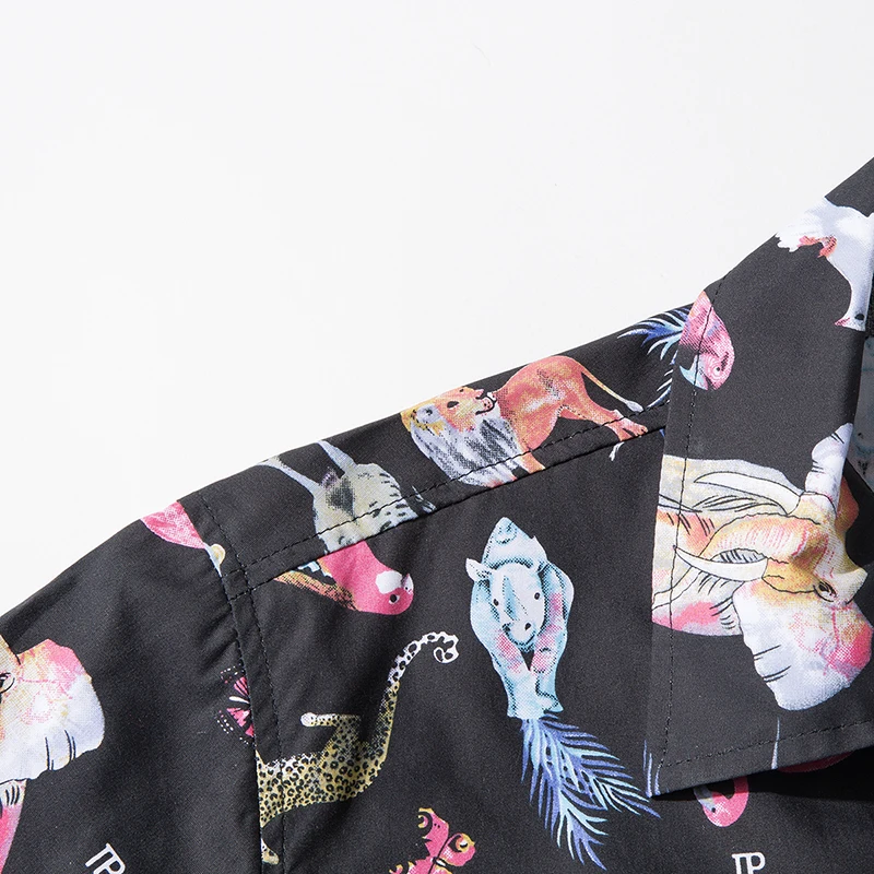 Chemise homme, повседневные Гавайские рубашки, Мужская брендовая одежда, дышащая пляжная рубашка с коротким рукавом, принт с животными, Camisa Masculina, 5XL