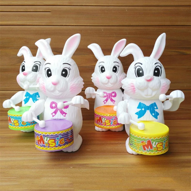 

1PC Early Educational Cartoon Rabbit Drumming Developing Toys for Children Clockwork Wind-Up Toy Baby Birthday Surprises Gift