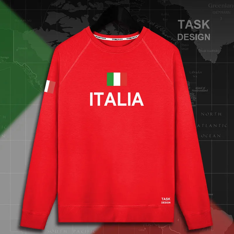 Italy Italia Italian ITA мужские пуловеры с капюшоном, толстовки с капюшоном, Мужская толстовка, новая уличная одежда, спортивная одежда, спортивный костюм, национальный флаг - Цвет: roundneck-red
