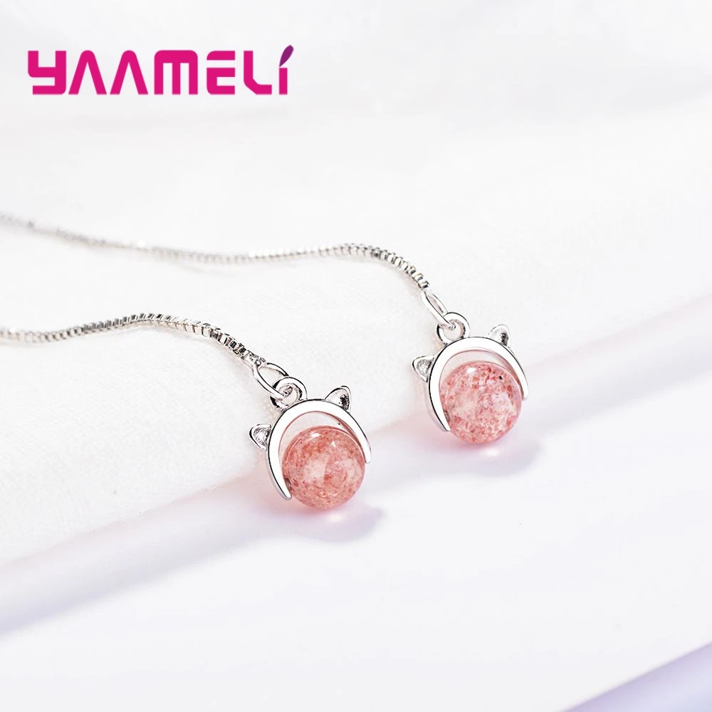 Женские винтажные серьги с клубничным камнем модные ювелирные изделия из