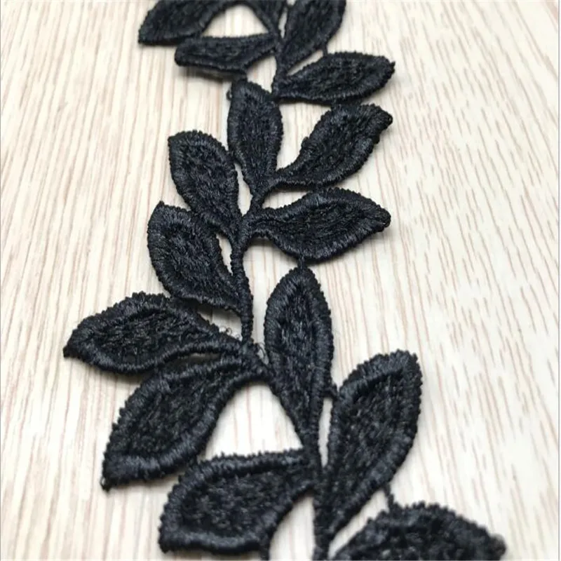 Черно-белая кружевная лента с листьями для одежды аксессуары шитья аппликация