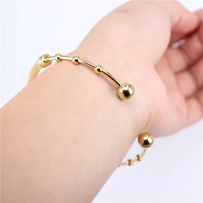 Wholesale Cuff Bangle& Bracelet Stainless Steel Bangle for Men Women Vintage Jewelry Gold Color Factory Price LH748