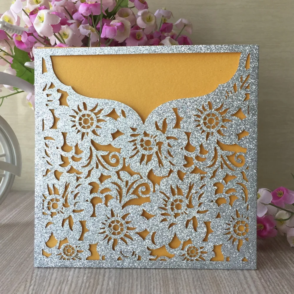 45 шт Роскошная блестящая бумага серебро розовое золото цветок карманный дизайн