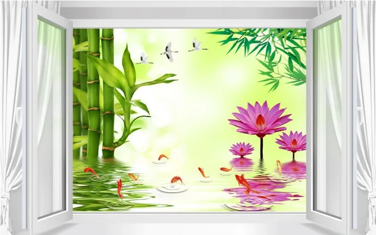 Занавес окна 3D Шторы для гостиной спальня Затемненные шторы Бамбук Цветочные