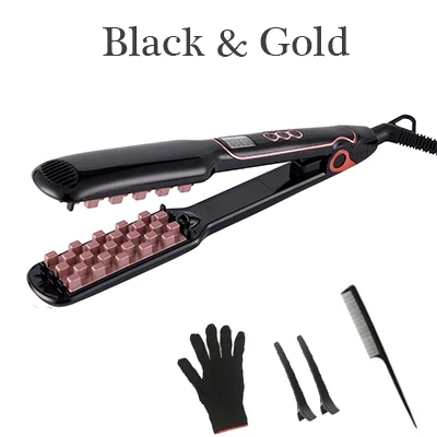 Black and gold Для Гофрирования волос Chapinha выпрямитель для волос Керамика щипцы пушистые маленькие волнистые щипцы для завивки волос Инструменты для укладки - Цвет: Black and gold