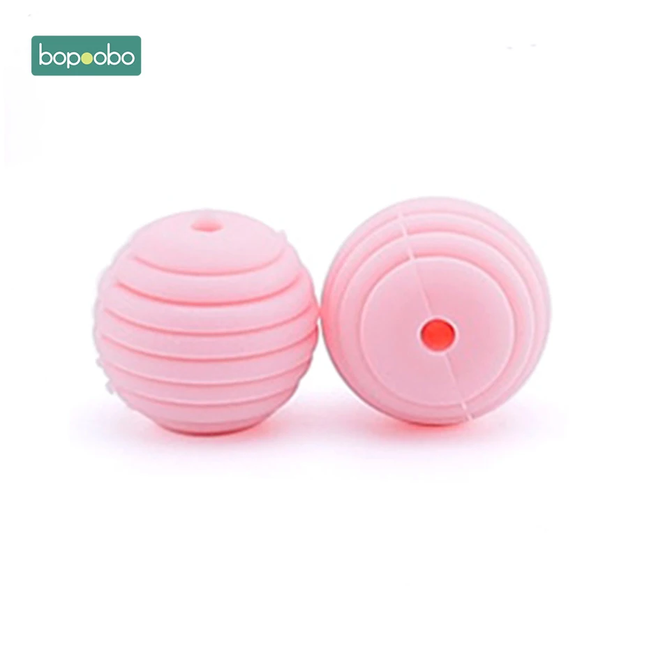 Pink Bopoobo 10 шт силиконовый бисер ребенок прорезывание зубов круглые спиральные бусины пищевого качества 15 мм DIY резьбовые BPA бесплатно бусины Детские Прорезыватели - Цвет: Pink
