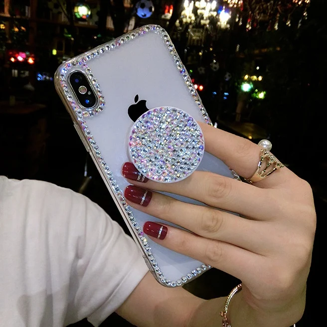 Для iPhone X XS Max XR 6 6S 7 8 Plus 4 4s 5 5S SE чехол со стразами расширяющийся держатель Алмазная