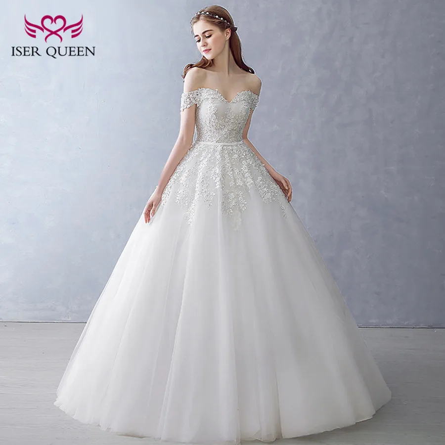 

Europe and American Fashion Simple Tulle Wedding Dress Ball Gown Pearls beads Cap sleeve Plus Size Wedding Dresses W0147