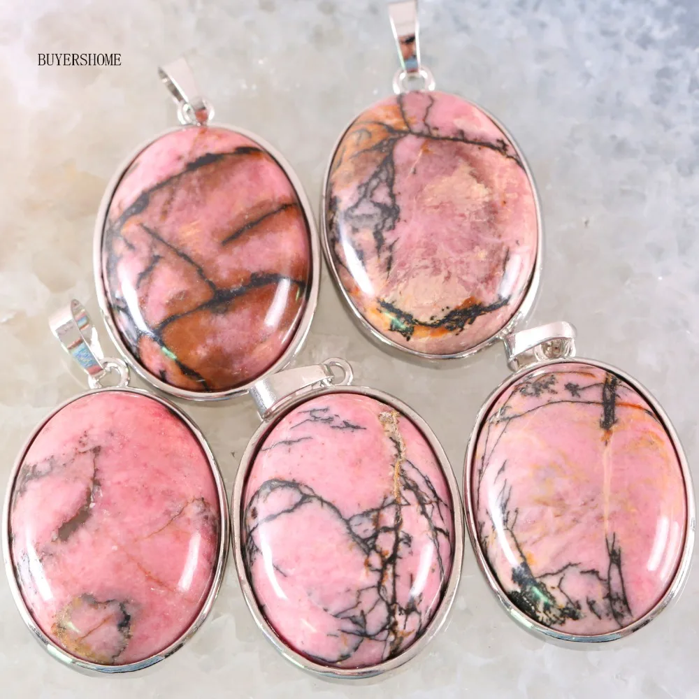 Natural Stone Oval Beads Pink Rhodonite Pendant Fit Necklace For Girls Women Jewelry Gift K680 | Украшения и аксессуары