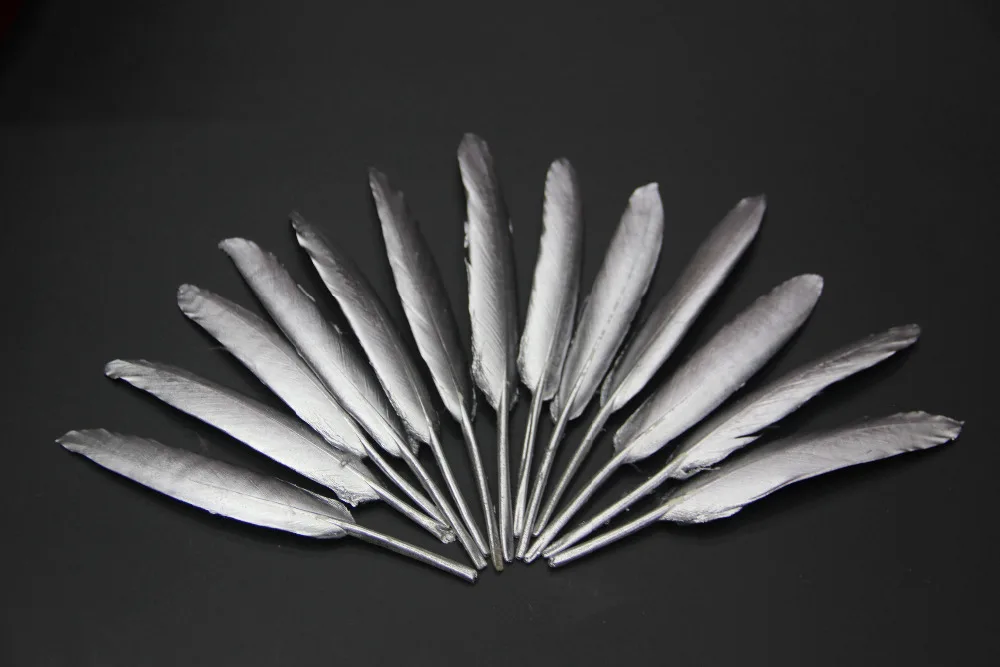 

100 Pcs/Lot Natural Goose Feather 10-15cm Silver Wedding Decoration DIY Feathers Trim Material Accessories
