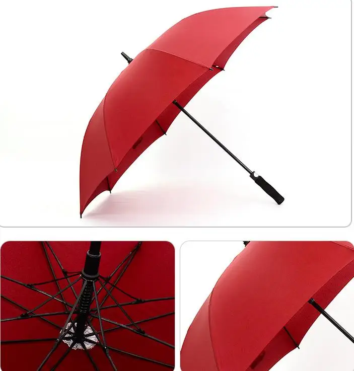Straight Long Handled Golf Umbrellas Fully-automatic Sunny Rainy 8K Umbrella Rain Gear solid colors festive prefect gift | Дом и сад