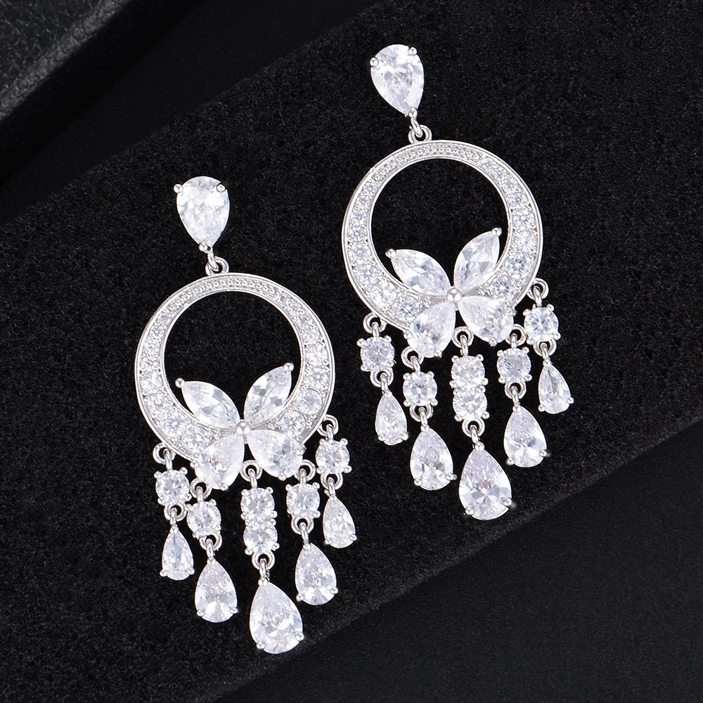 Модные длинные висячие серьги с подвеской в виде цветка капли воды для женщин