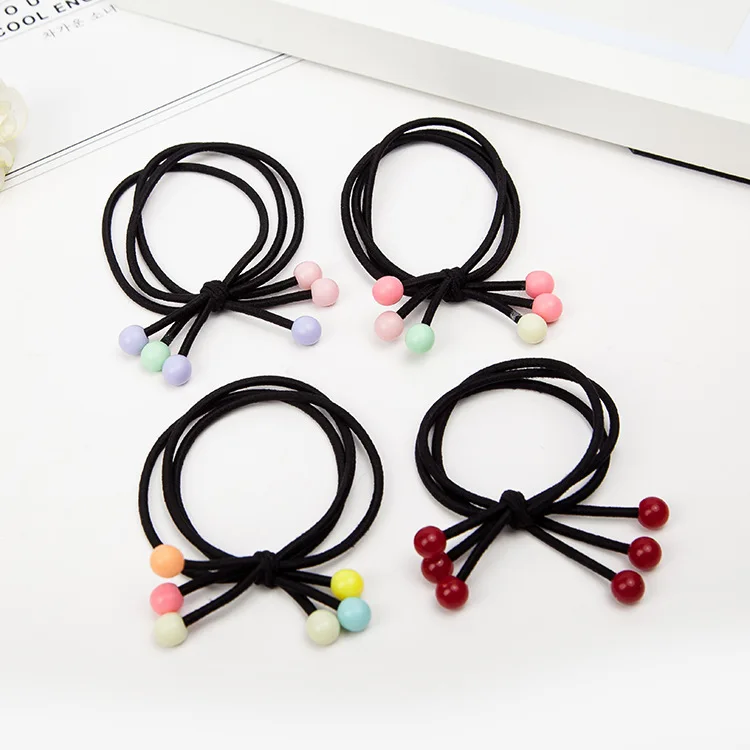 Женские эластичные резинки для волос 10 шт. Черные фиксации хвостиков красная