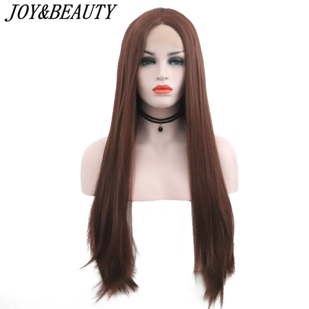 Коричневый длинный прямой парик JOY & BEAUTY 12 28 дюймов высокотемпературные волосы
