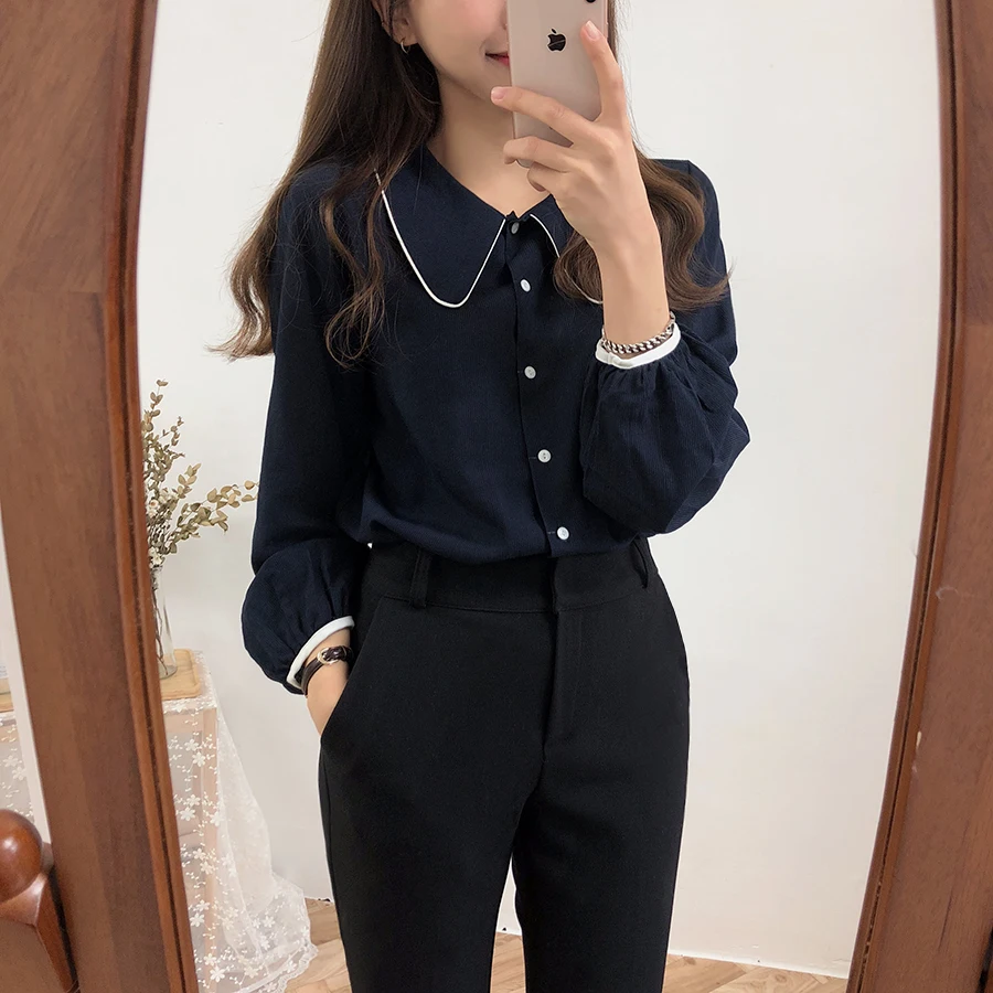 Модная женская блузка, новинка, весенние женские блузки, свободные рубашки с длинным рукавом, женские Топы Harajuku