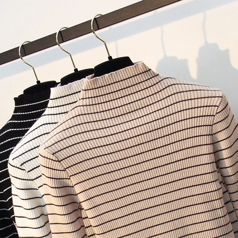 ONLYSTAR Striped Women Sweater Autumn Winter Patchwork Pullover Tops High Elasticity Thick Female Jumper Soft Pull Femme | Женская