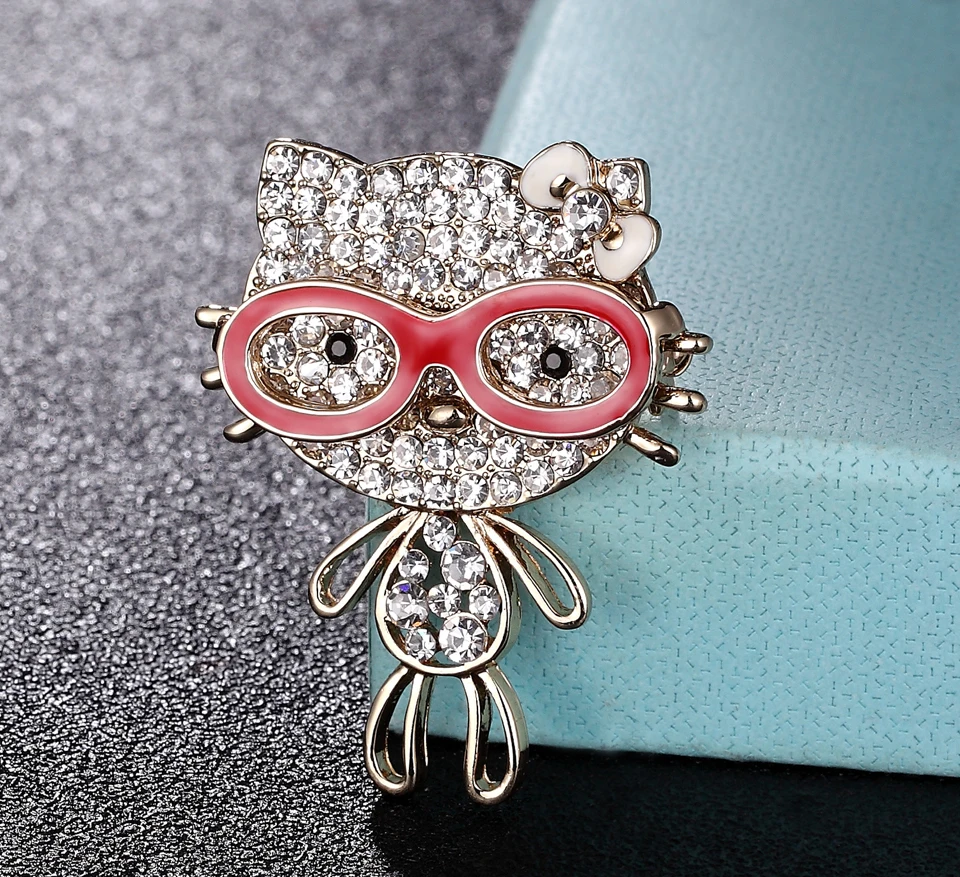 Zlxgirl милый красный цветные очки cat фигурная брошь Jewelry вечерние подарки Для женщин шарф для девочки костюм значок для свитера красивые шляпы аксессуар