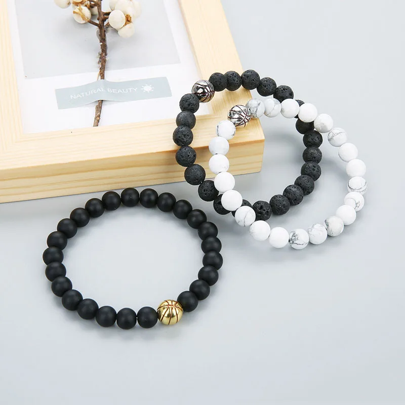 2019 Lava Rock браслеты с бусинами из камня баскетбольный браслет для мужчин женщин