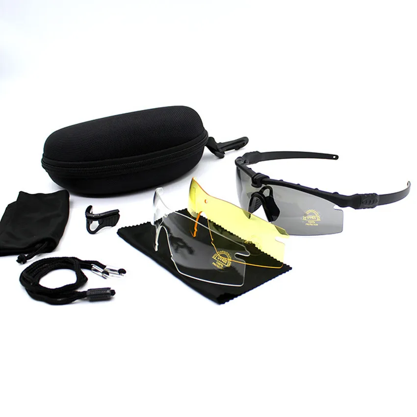 2018 SI M 3 lens Camouflage Cycling Shooting Glasses UV400 Military Sunglasses Men Army BALLISTIC Bullet-proof Goggles | Спорт и