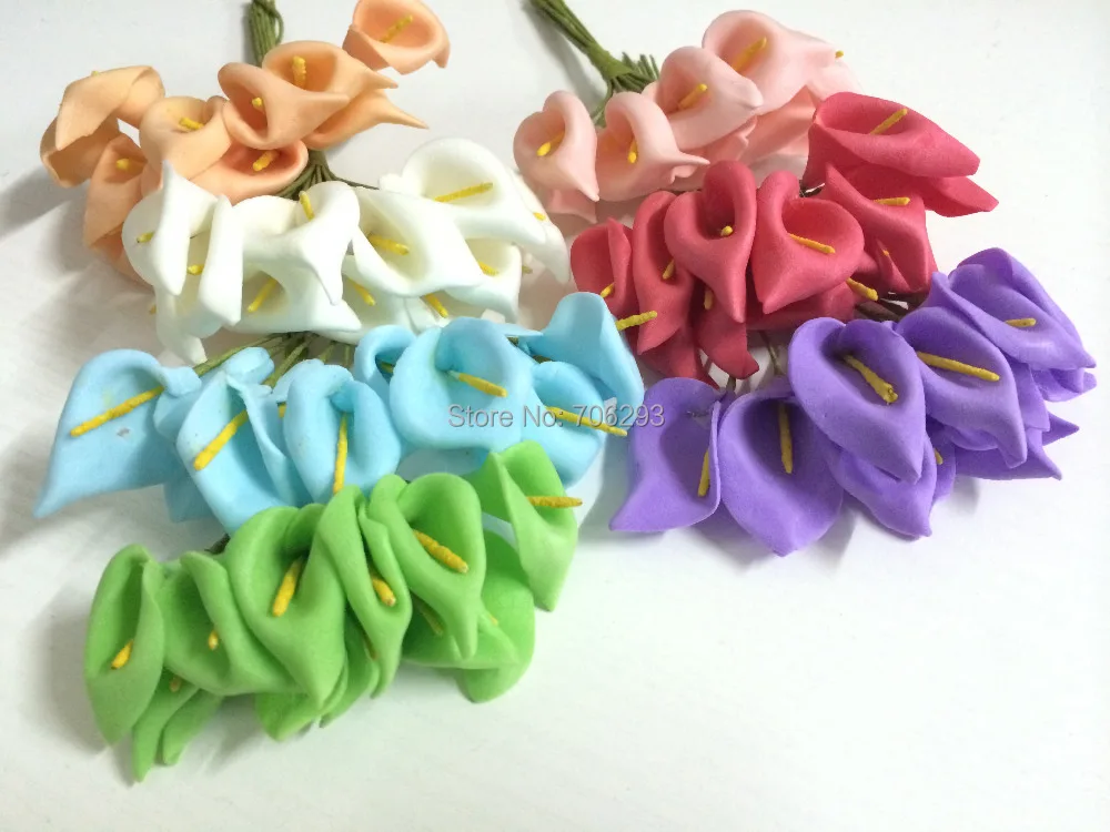 2014 NEW2.5CMX144PCS/ bag 7different colours Mulberry Calla Lily Paper Flower Bouquet/Scrapbooking simulation flowers PE | Дом и сад