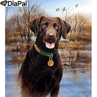 diapai 5d diy diamond painting 100 full squareround drill animal dog diamond embroidery cross stitch 3d decor a21810