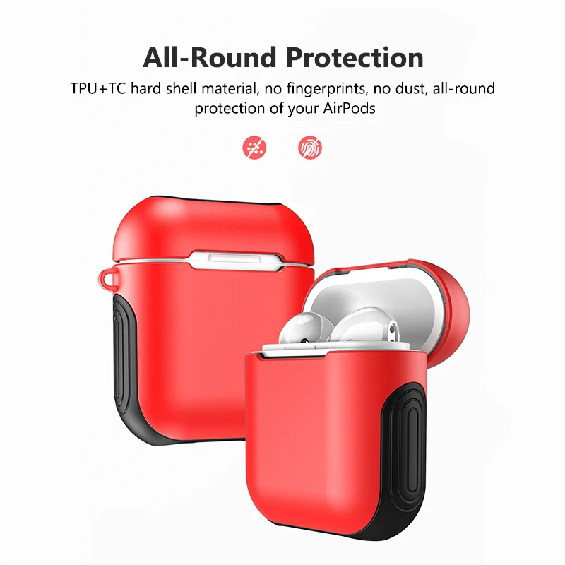 Портативный чехол для наушников, черный, красный, для AirPods, коробка для Air pods, чехол, Funda, поддержка зарядки, силиконовый, Bluetooth, беспроводной