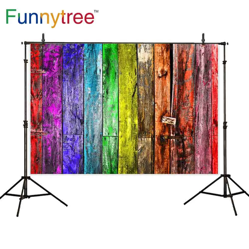 Фотофон Funnytree для фотостудии красочные деревянные стены винтажное искусство