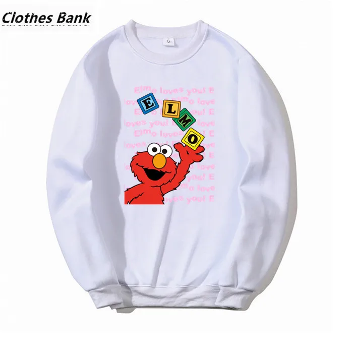 Улица Сезам Элмо Смешные хип хоп Crewneck толстовки зима осень графический дизайн