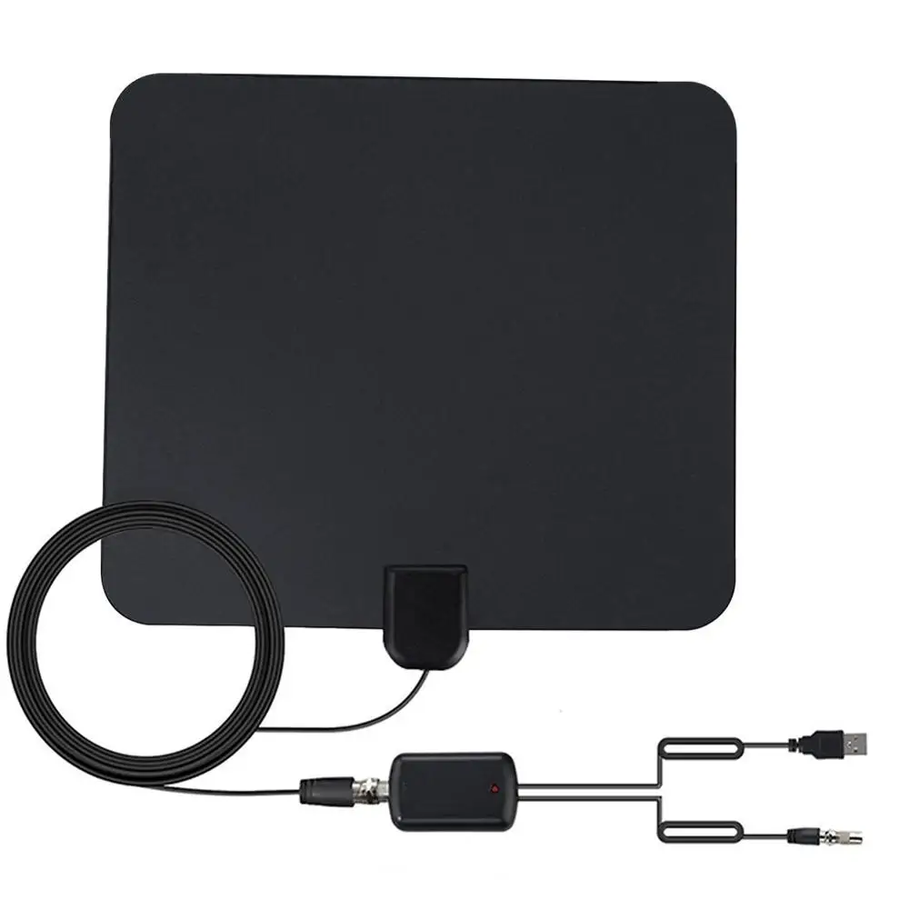Черный Комнатная антенна ТВ цифровая HD ТВ Антенна 150 км 4K HD ТВ антенны TDT VHF/UHF DVB-T/T2 ATSC ISDB ТВ радиус Fox телевизионная антенна - Цвет: Черный