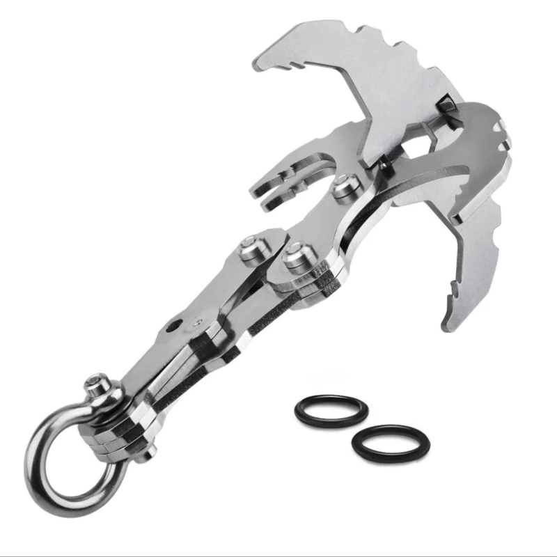 Survival Stainless Steel Folding Grappling Hook Outdoor High Performance Climbing Claw Carabiner Travel Rescue Tool | Спорт и