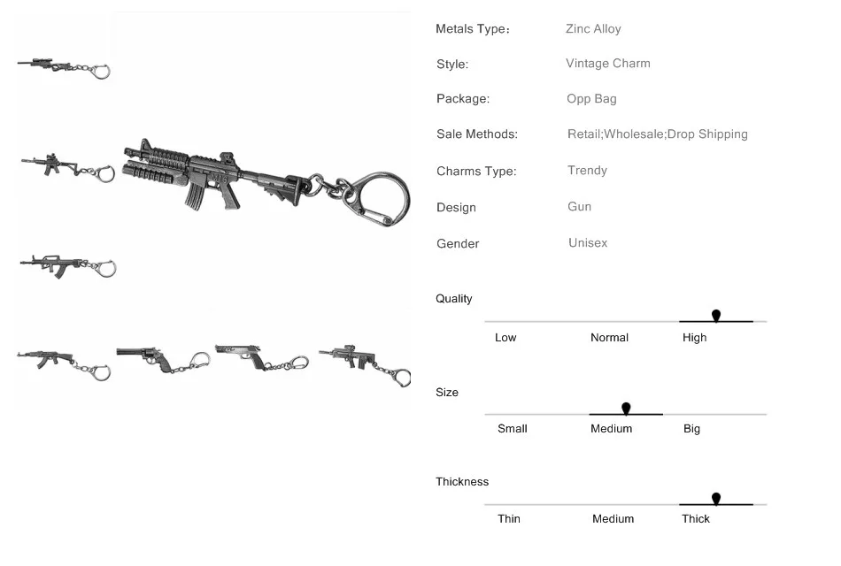 Fashion AK-47 Gun Model Pendant Necklaces Steampunk Acrylic Jewelry Arms AK 47 Alloy Statement Necklace For Men