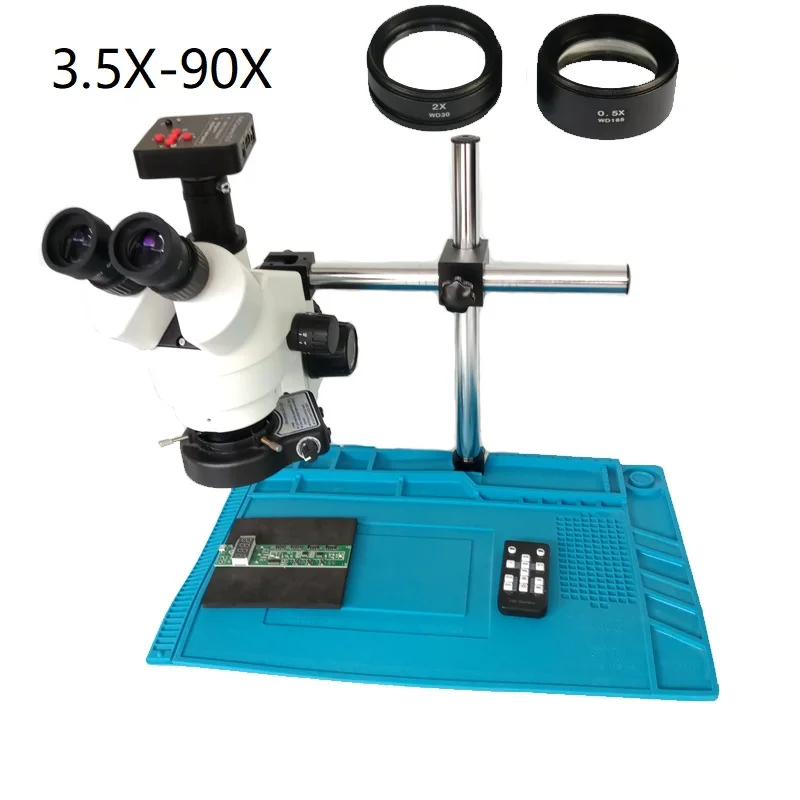 

Мультифокальный Тринокулярный стереомикроскоп 3,5x 7X 45X 90X + Цифровая usb-камера-Микроскоп 2K 21MP HDMI + светодиодные кольцевые светильники 144 + ковр...