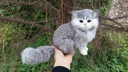 Около 19x15 см Моделирование серый Кот модельная игрушка Реалистичная кошка пижамы