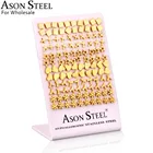 Серьги-гвоздики ASONSTEEL, 60 паркарта, оптовая продажа, смешанные модели, серьги из нержавеющей стали золотого цвета, модные украшения, 200usd Бесплатная доставка DHL