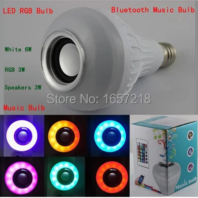 Беспроводная светодиодсветодиодный лампа E27 12 Вт с Bluetooth динамиком и пультом