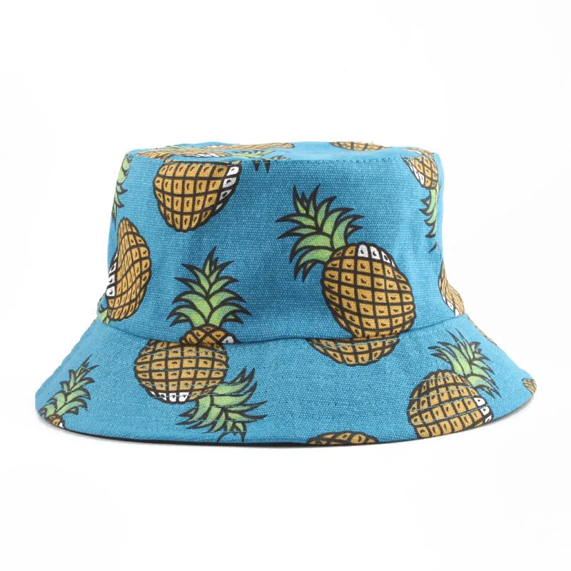 

Summer Panama Pineapple Printed Bucket Hat Men Fishing Fisherman Hat Women Girls Cap