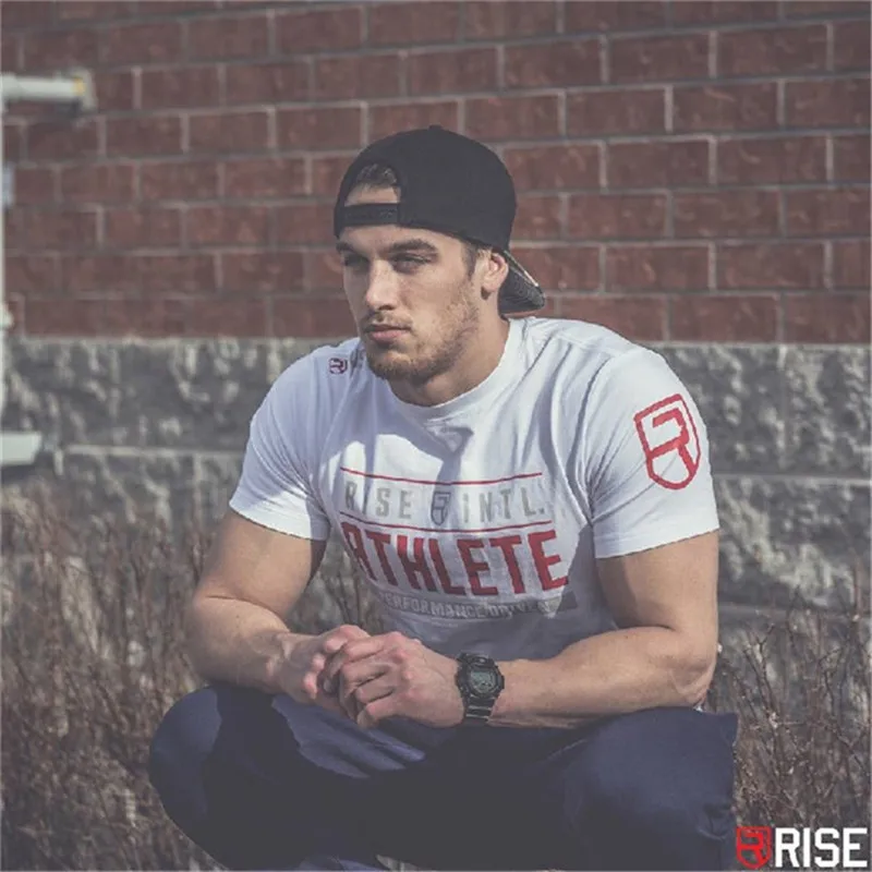 Мужская хлопковая футболка с коротким рукавом лето 2018 Джоггеры для спортзала