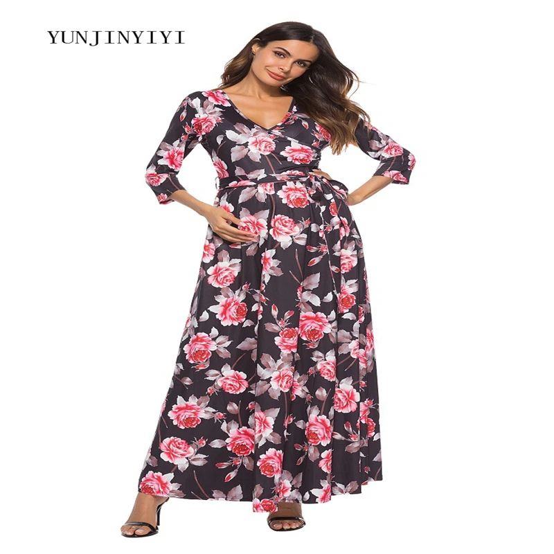 Платья с глубоким v образным вырезом и длинными рукавами для беременных женщин