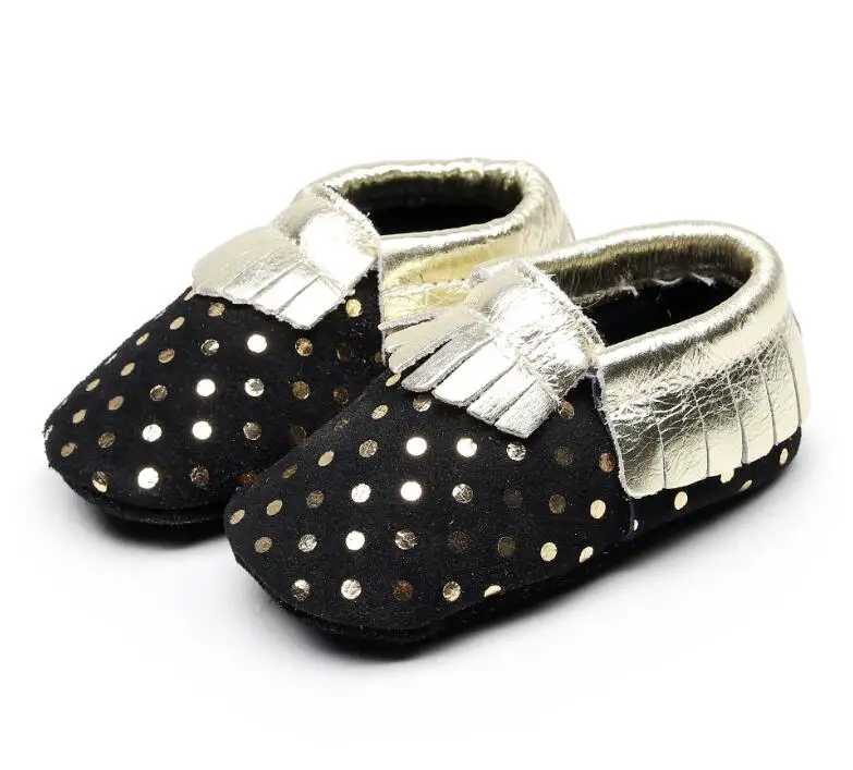 Высококачественная обувь в горошек из натуральной замши для начинающих ходить