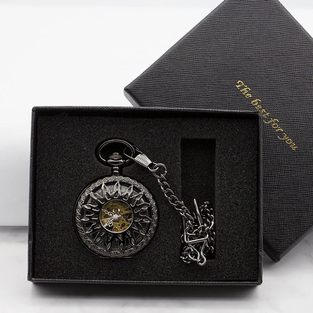 Уникальные механические карманные часы в стиле стимпанк с подсолнухами мужские