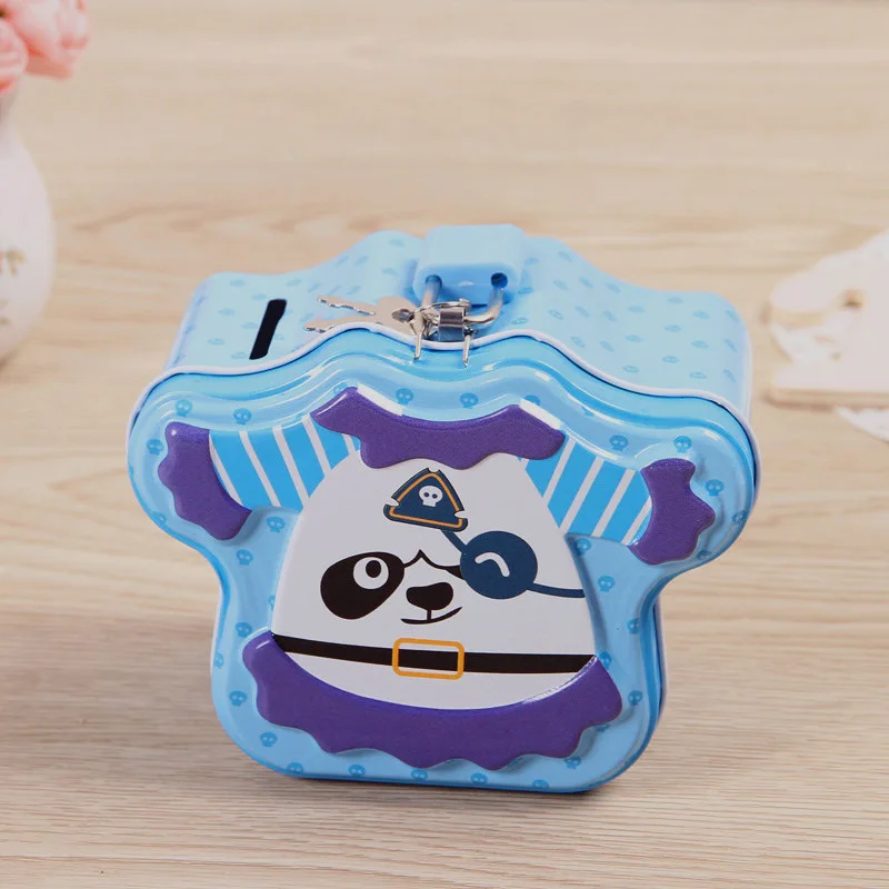 Форма одежды металлический копилка с рисунком панды Утюг деньги Коробки