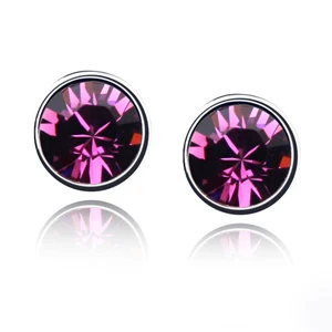 Malanda круглый кристалл от Swarovski Мода пирсинг Серьги-гвоздики для Для женщин Девушка подарок свадебный Серьги Jewelry 11 цветов - Окраска металла: Purple