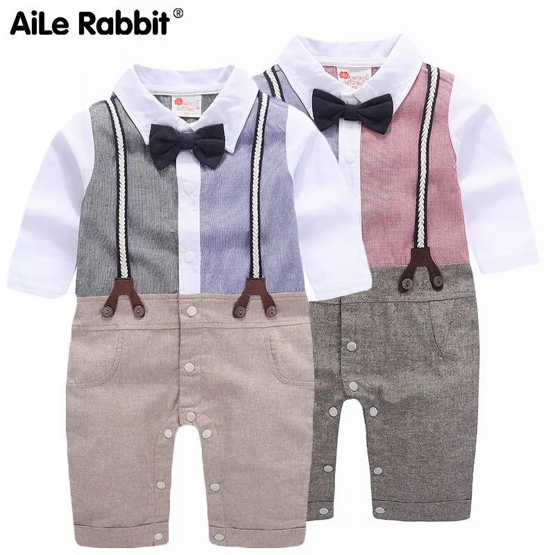 AiLe Rabbit/одежда мужской комбинезон Ins, модель в виде взрыва, Костюм Джентльмена для малышей на весну и осень, Детский комбинезон с длинными рукавами, 11838