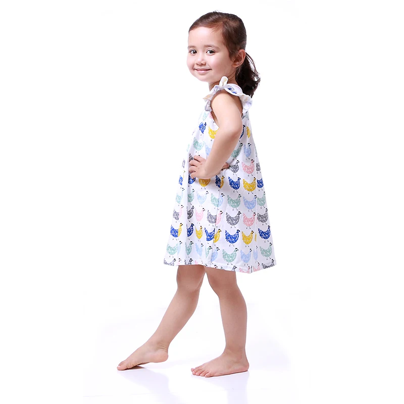 Оптовая продажа бутиковое платье из курицы модное Хлопковое с коротким рукавом