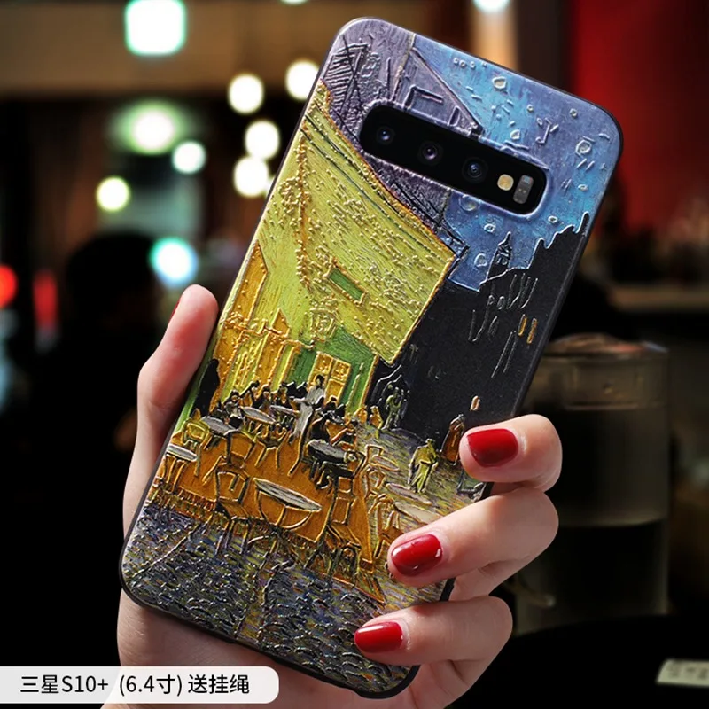 Винтажный рельефный чехол с изображением звездной ночи для samsung galaxy S10 PLUS S10 S10 lite S10e чехол - Цвет: 3 S10 PLUS