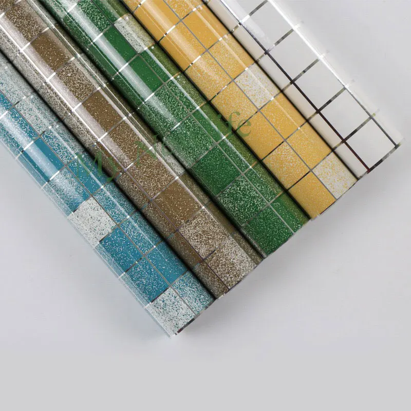 

3D Tile Wall Sticker Waterproof Mosaic Self-adhensive Anti Oil Kitchen Wallpaper High Temperature Resistance Home Decor 45x500cm