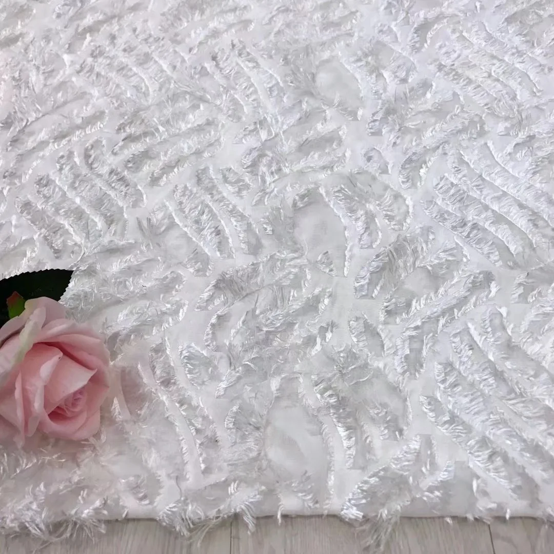 BEAUTIFICAL Королевский белый французский Тюль кружевная ткань 2018 Высокое качество 3d