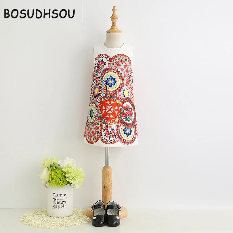 Bosudhsou/платье для девочек Новинка 2018 года сезон весна-лето платье маленьких в