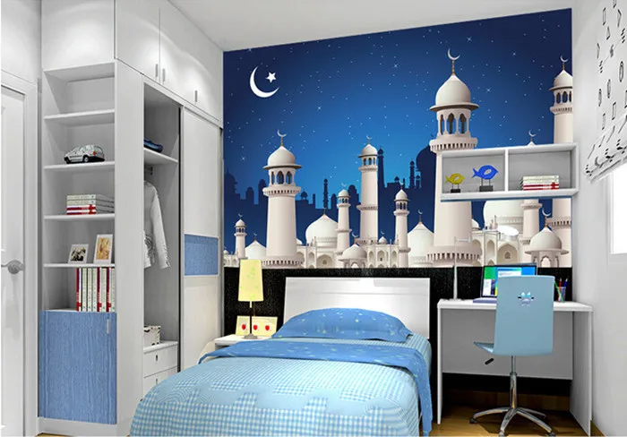 Пользовательские 3D фрески детская комната росписи мультфильм звезда замок papel де